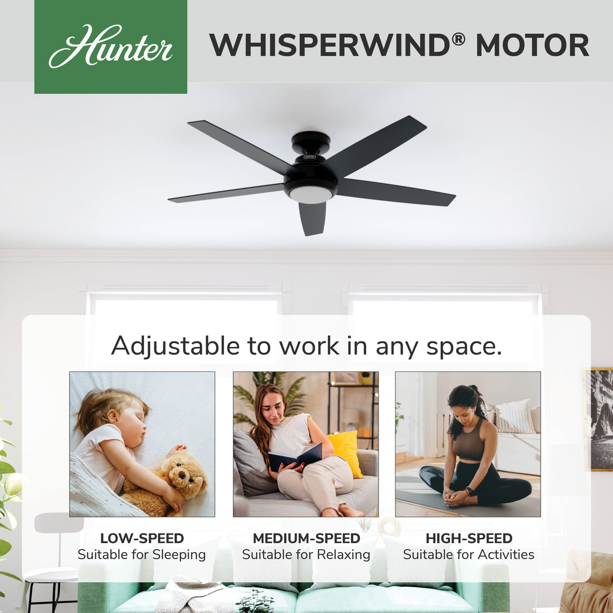 52 inch Zayden Matte Black Ceiling Fan with LED Light Kit and Handheld Remote