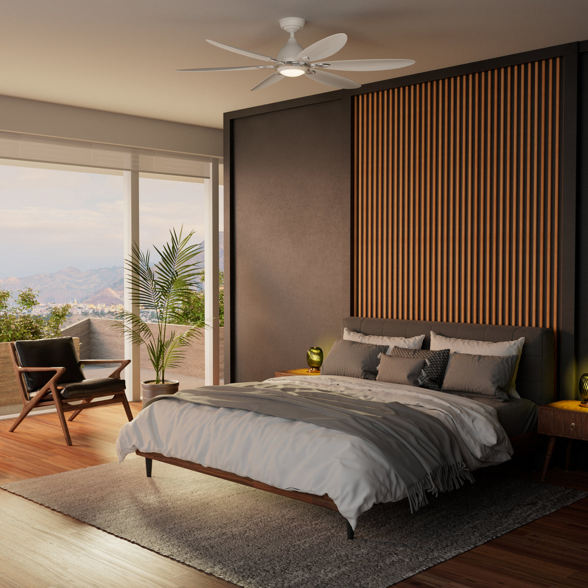 Casablanca 60 inch Azalea ENERGY STAR® Fresh White Damp Rated Ceiling Fan with LED Light Kit and Wall Control and Handheld Remote