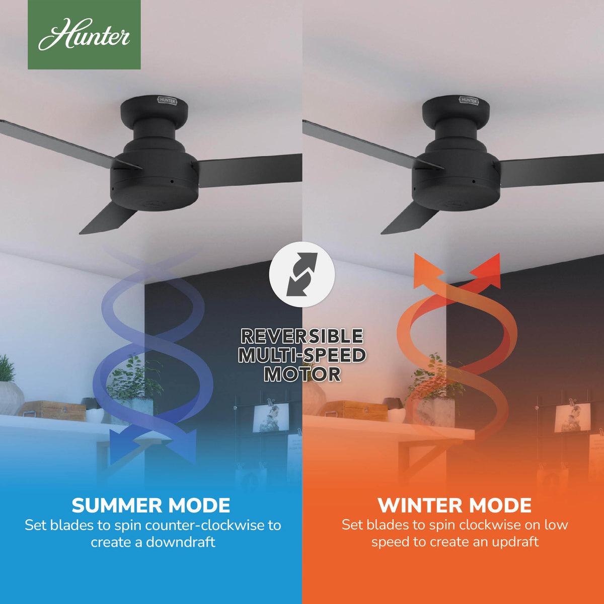 44 inch Presto Matte Black Low Profile Ceiling Fan and Wall Control
