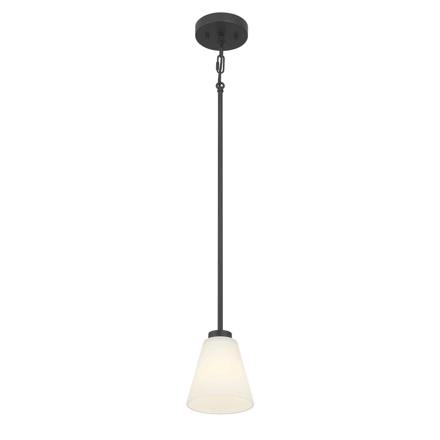 5.75-inch Strayhan Matte Black 1-Light White Frosted Glass Pendant Light