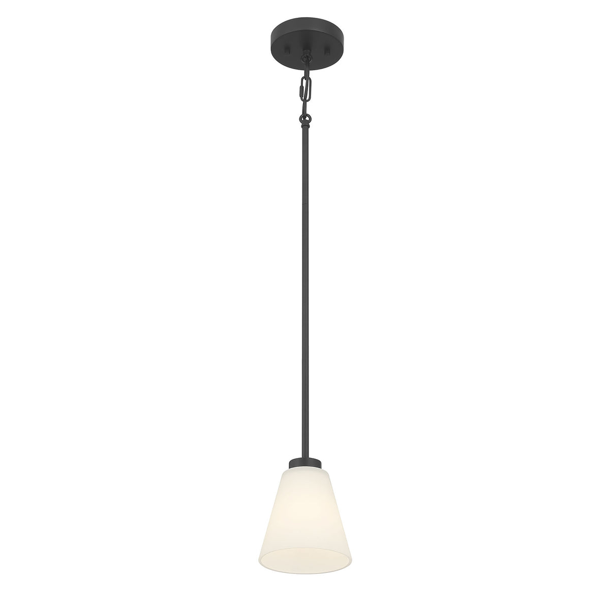 5.75-inch Strayhan Matte Black 1-Light White Frosted Glass Pendant Light
