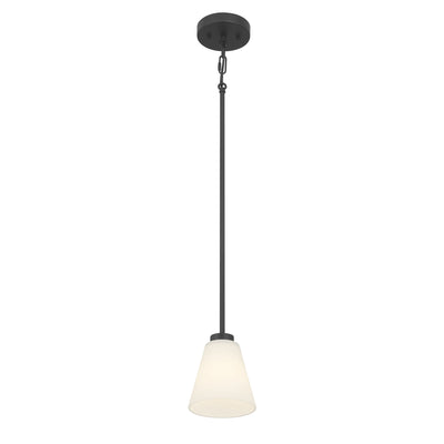5.75-inch Strayhan Matte Black 1-Light White Frosted Glass Pendant Light