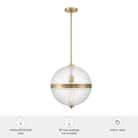 Bay Hollow 16-inch 1-light Alturas Gold Globe Pendant with Clear Glass