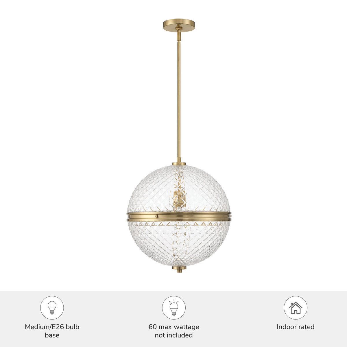 Bay Hollow 16-inch 1-light Alturas Gold Globe Pendant with Clear Glass