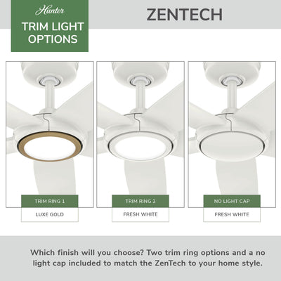 44 inch Zentech Wi-Fi ENERGY STAR® Fresh White LED Damp Rated Ceiling Fan Handheld Remote