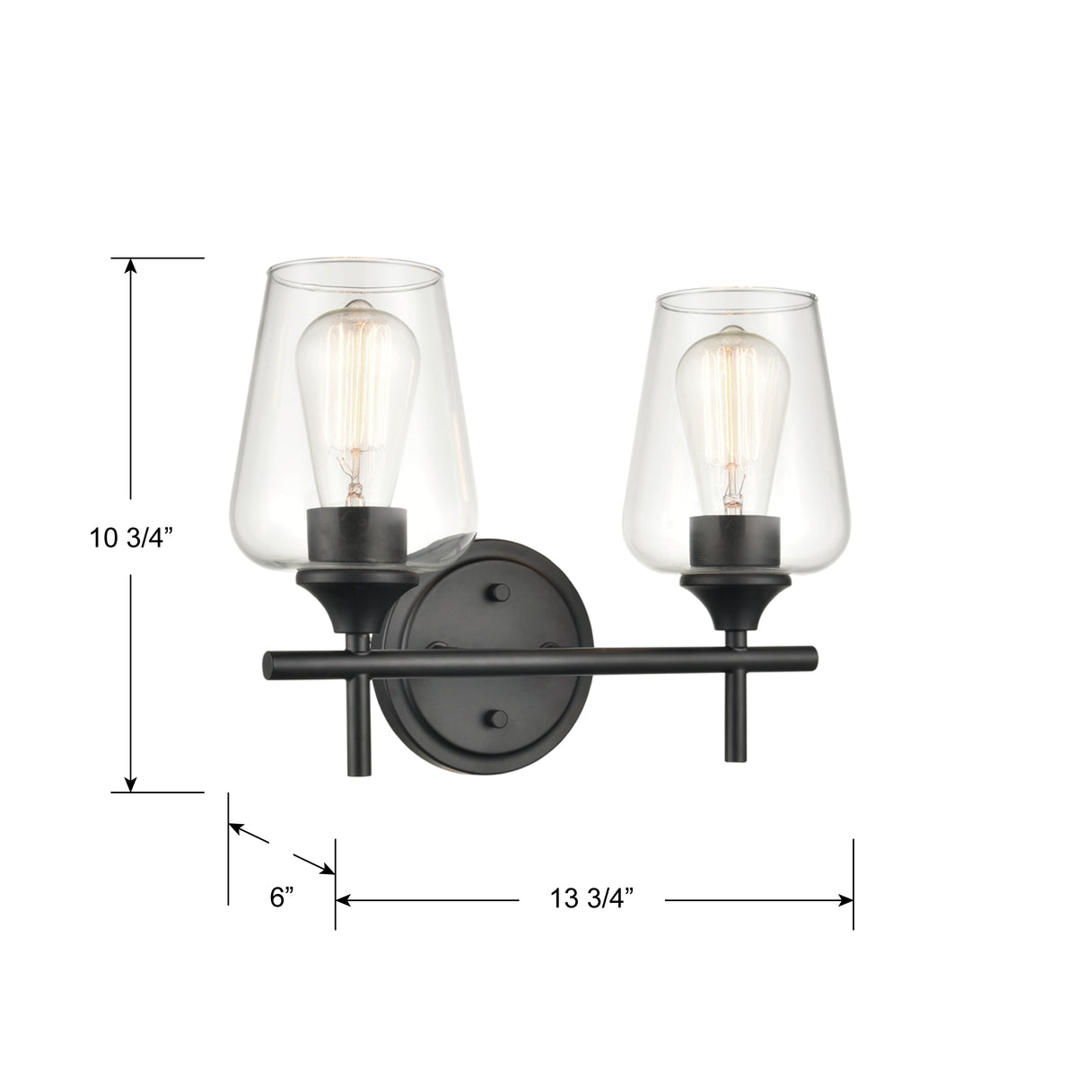13.75'' Ashford Matte Black 2 Light Bath Vanity