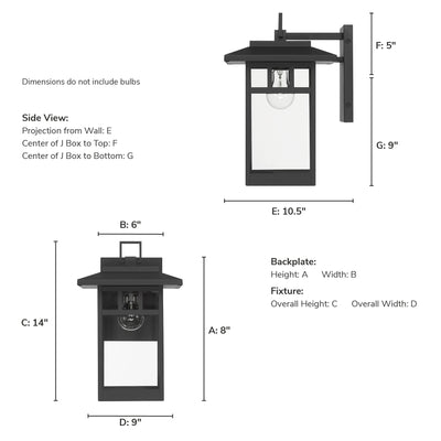 Yancy House 14-inch 1-light Matte Black Outdoor Wall Light with Clear Glass