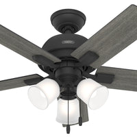 44 inch Crystal Peak Matte Black Ceiling Fan with LED Light Kit and Pull Chain