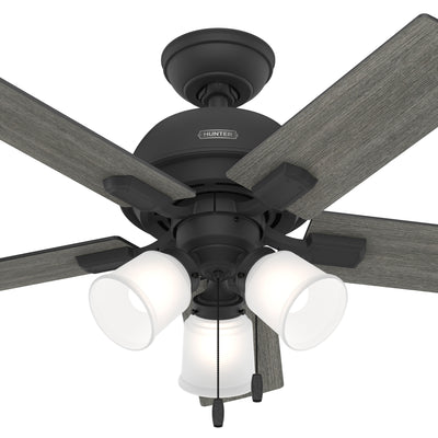 44 inch Crystal Peak Matte Black Ceiling Fan with LED Light Kit and Pull Chain