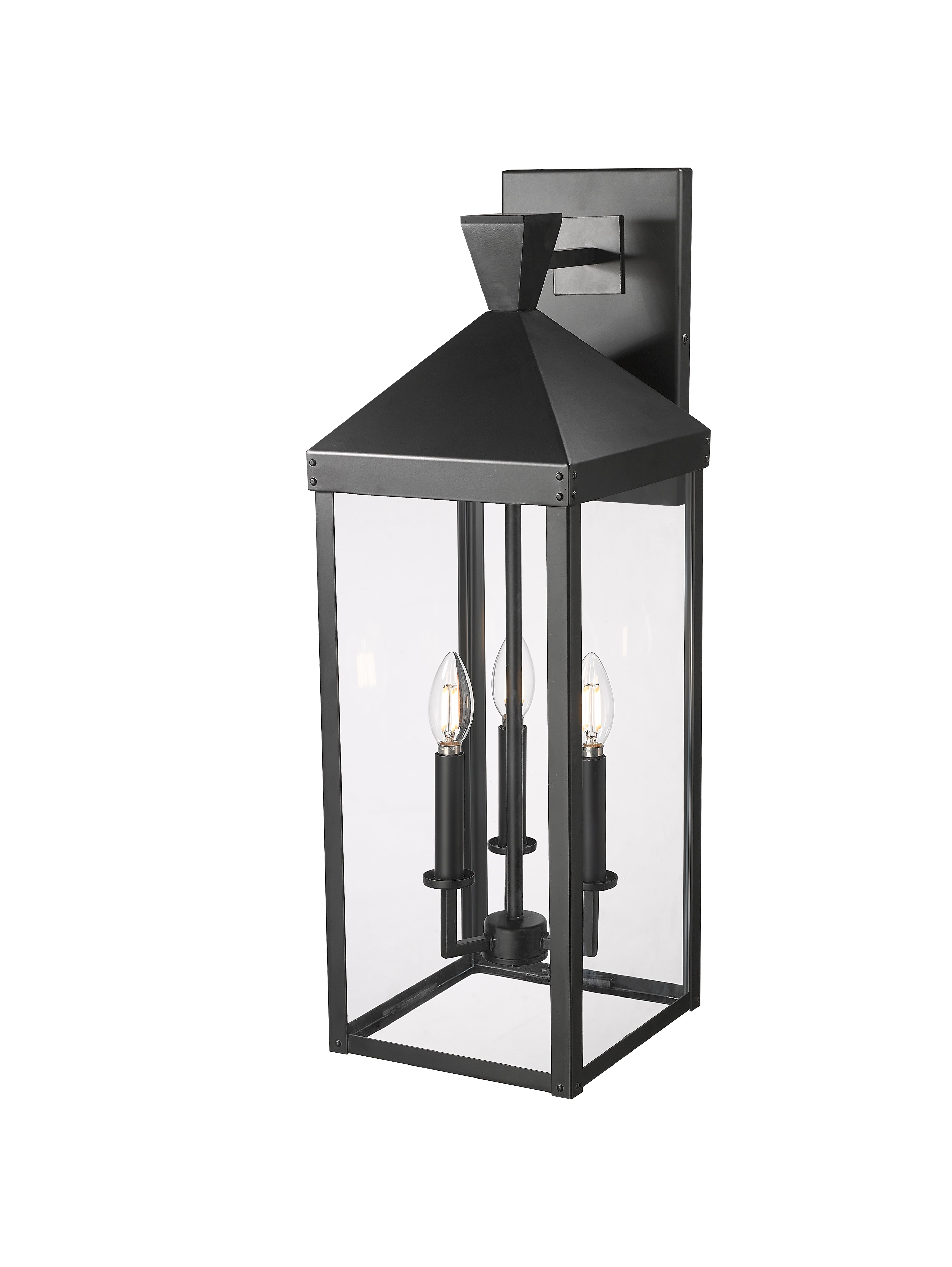 9'' Yates Powder Coated Black 3 Light Wall Sconce