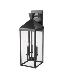 9'' Yates Powder Coated Black 3 Light Wall Sconce