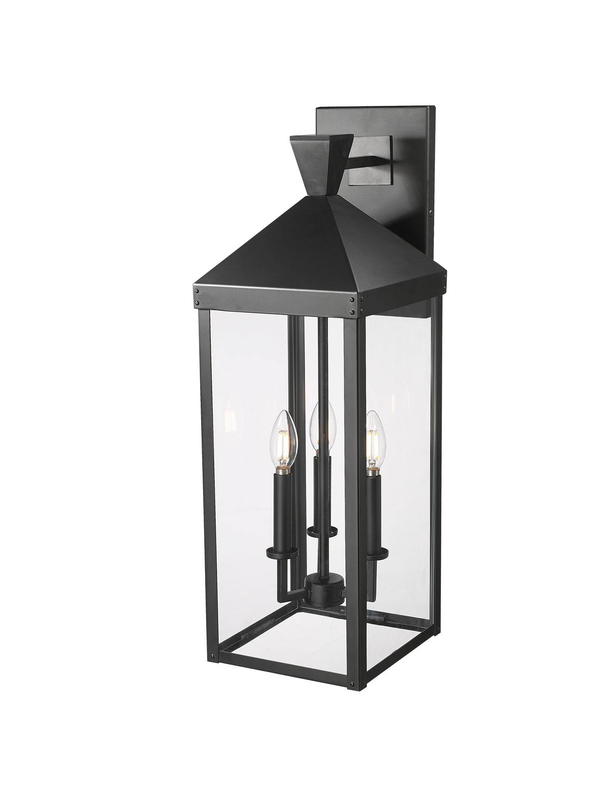 9'' Yates Powder Coated Black 3 Light Wall Sconce
