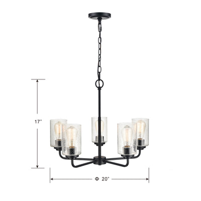 18.75'' Moven Matte Black 5 Light Chandelier