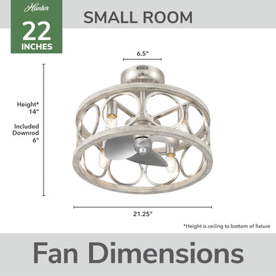 22 inch Haven Fandelier Brushed Nickel Ceiling Fan with Light Kit and Handheld Remote