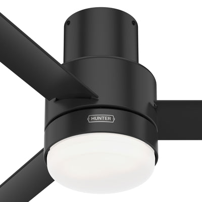 52 inch Gilmour Matte Black Low Profile Damp Rated Ceiling Fan with LED Light Kit and Handheld Remote
