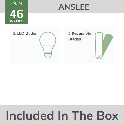 46 inch Anslee Brushed Nickel Low Profile Ceiling Fan with LED Light Kit and Pull Chain