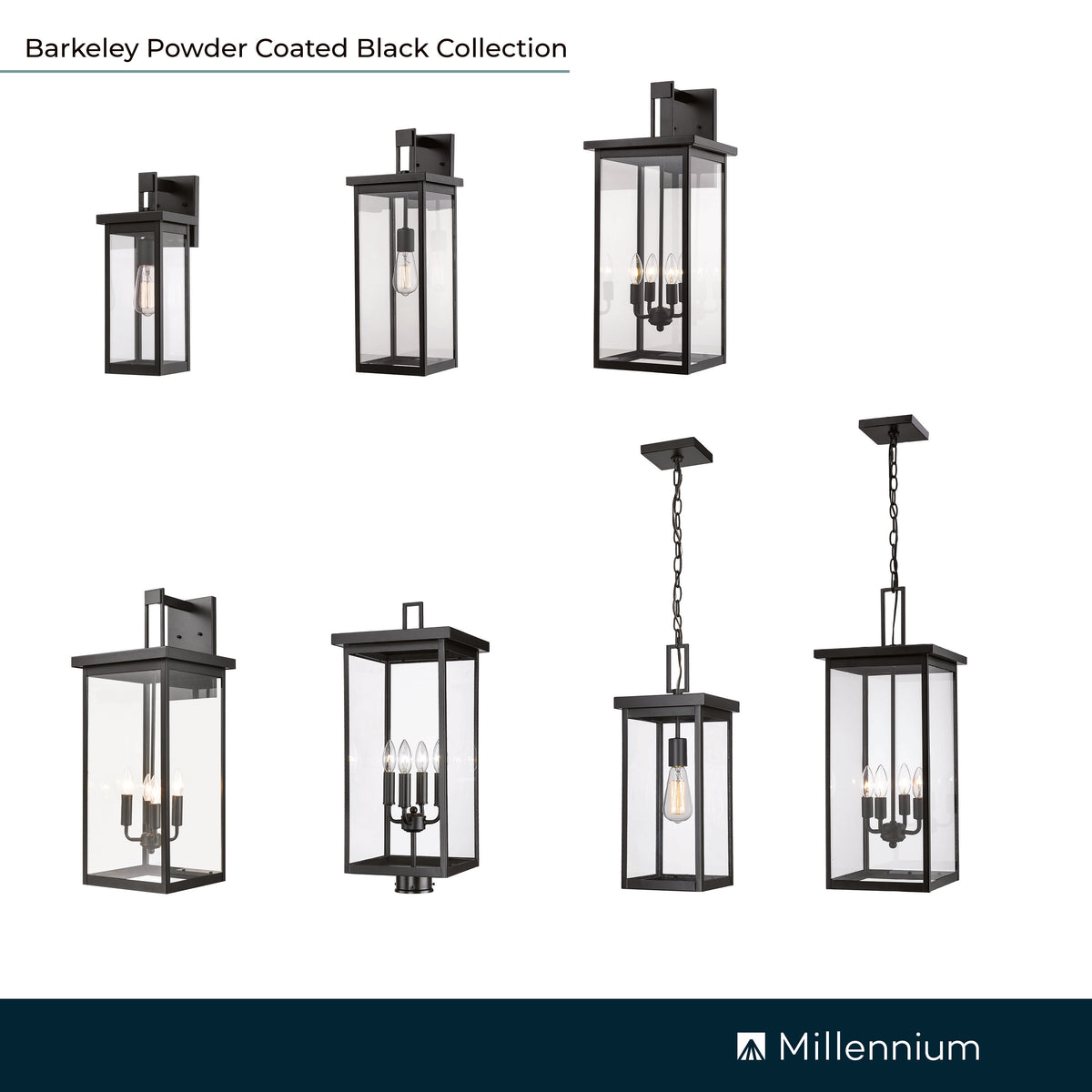 16-inch Barkeley Powder Coated Black 1-Light Outdoor Wall Sconce with Clear Glass