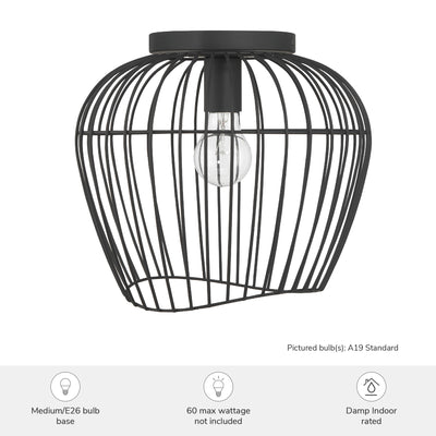 Redding 12-inch 1-light Matte Black Flush Mount Ceiling Light with Matte Black Metal Shade
