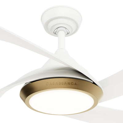 Casablanca 52 inch Vespucci ENERGY STAR® Fresh White Damp Rated Ceiling Fan with LED Light Kit and Wall Control and Handheld Remote