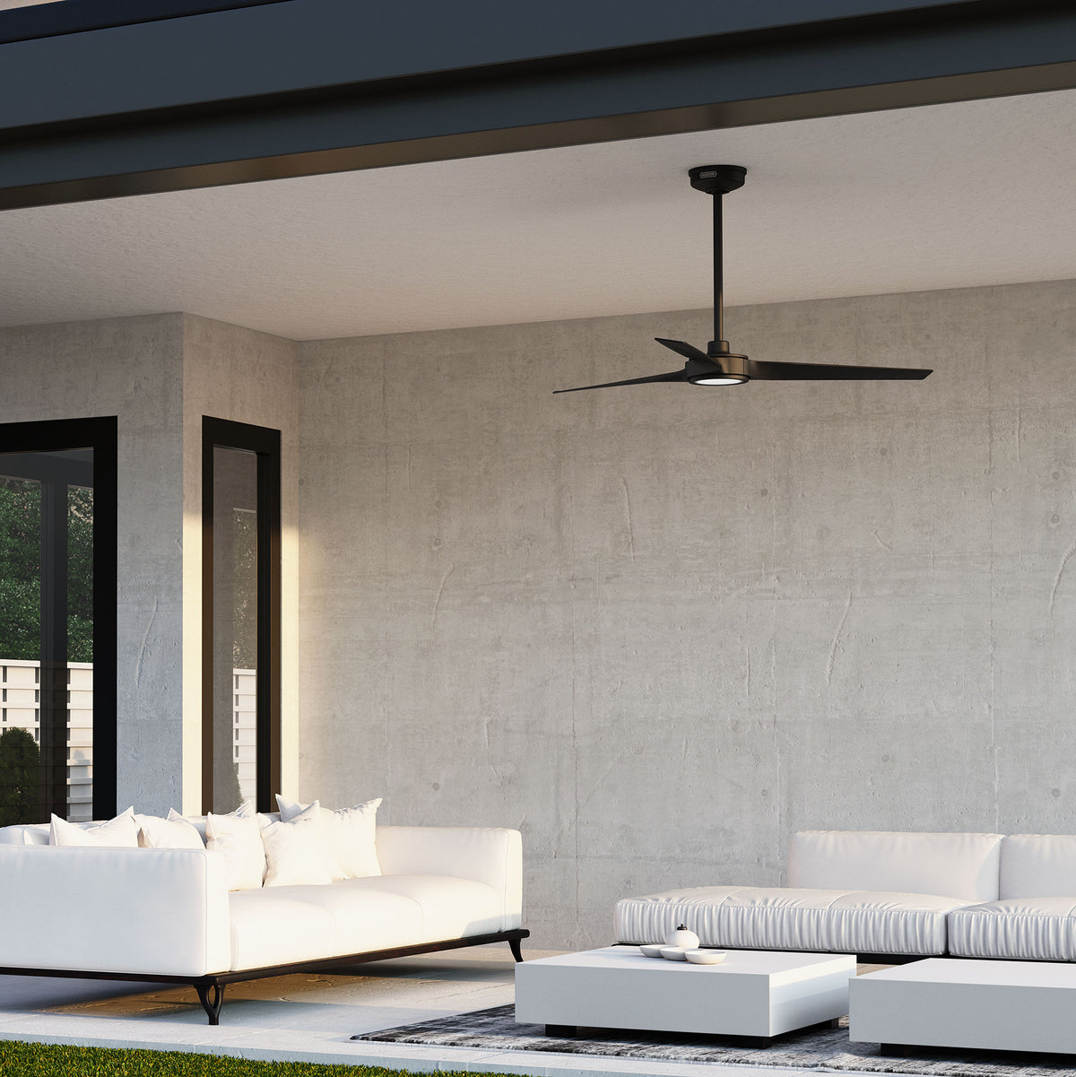 52 inch Zentech Wi-Fi ENERGY STAR® Matte Black Damp Rated Ceiling Fan with LED Light Kit and Remote