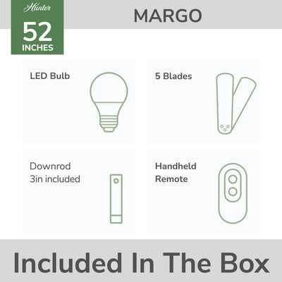 52 inch Margo Textured White Ceiling Fan with LED Light Kit and Handheld Remote