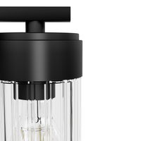 Gatz 22.25-inch 3-light Matte Black Vanity Light with Clear Fluted Glass
