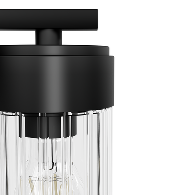 Gatz 22.25-inch 3-light Matte Black Vanity Light with Clear Fluted Glass