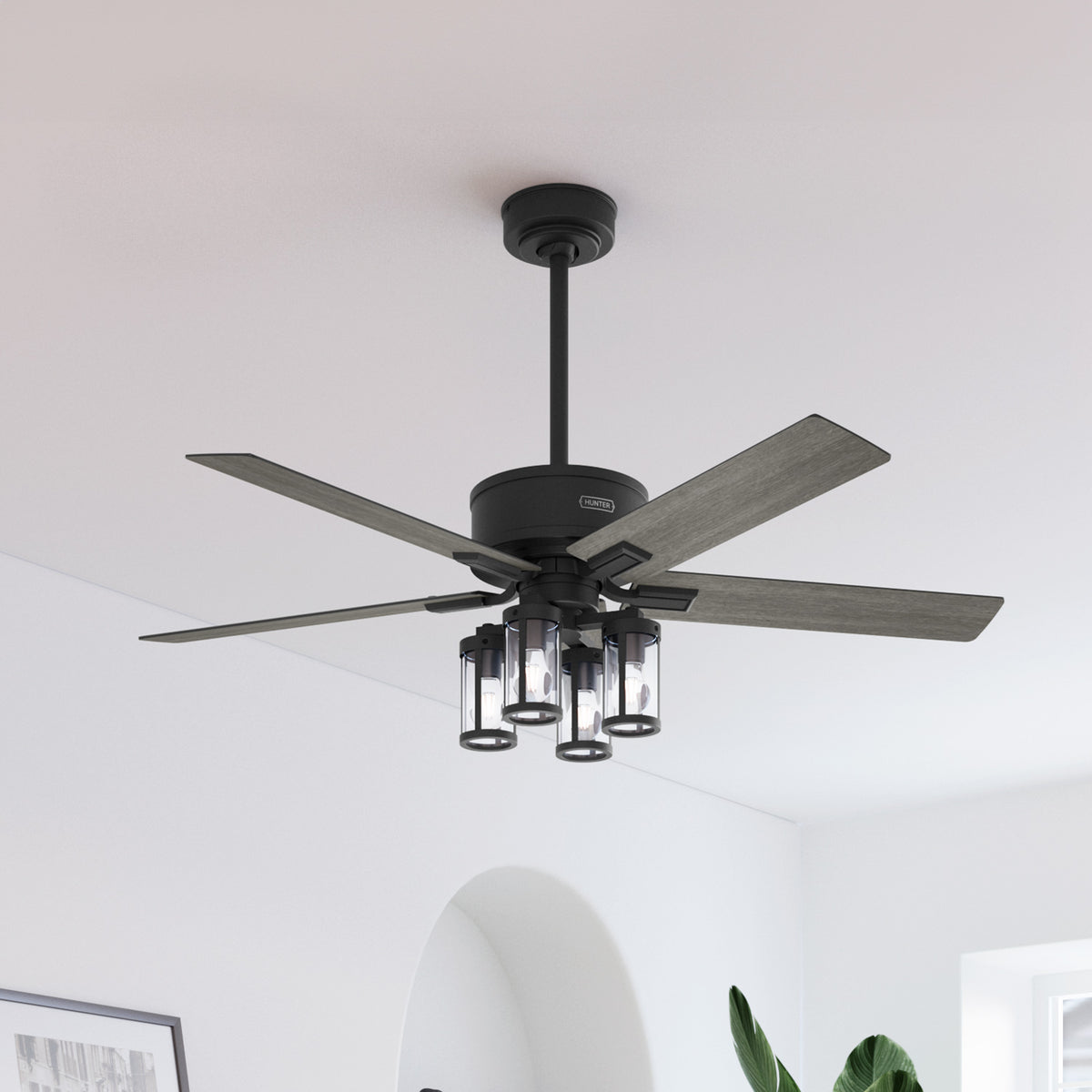 52 inch Astwood II  Matte Black Ceiling Fan with LED Light Kit and Handheld Remote