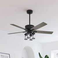 52 inch Astwood II  Matte Black Ceiling Fan with LED Light Kit and Handheld Remote
