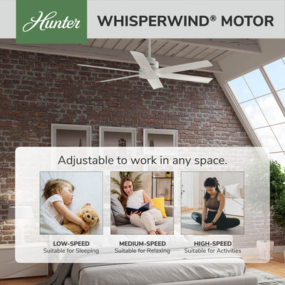 60 inch Kennicott ENERGY STAR® Fresh White Damp Rated Ceiling Fan and Handheld Remote