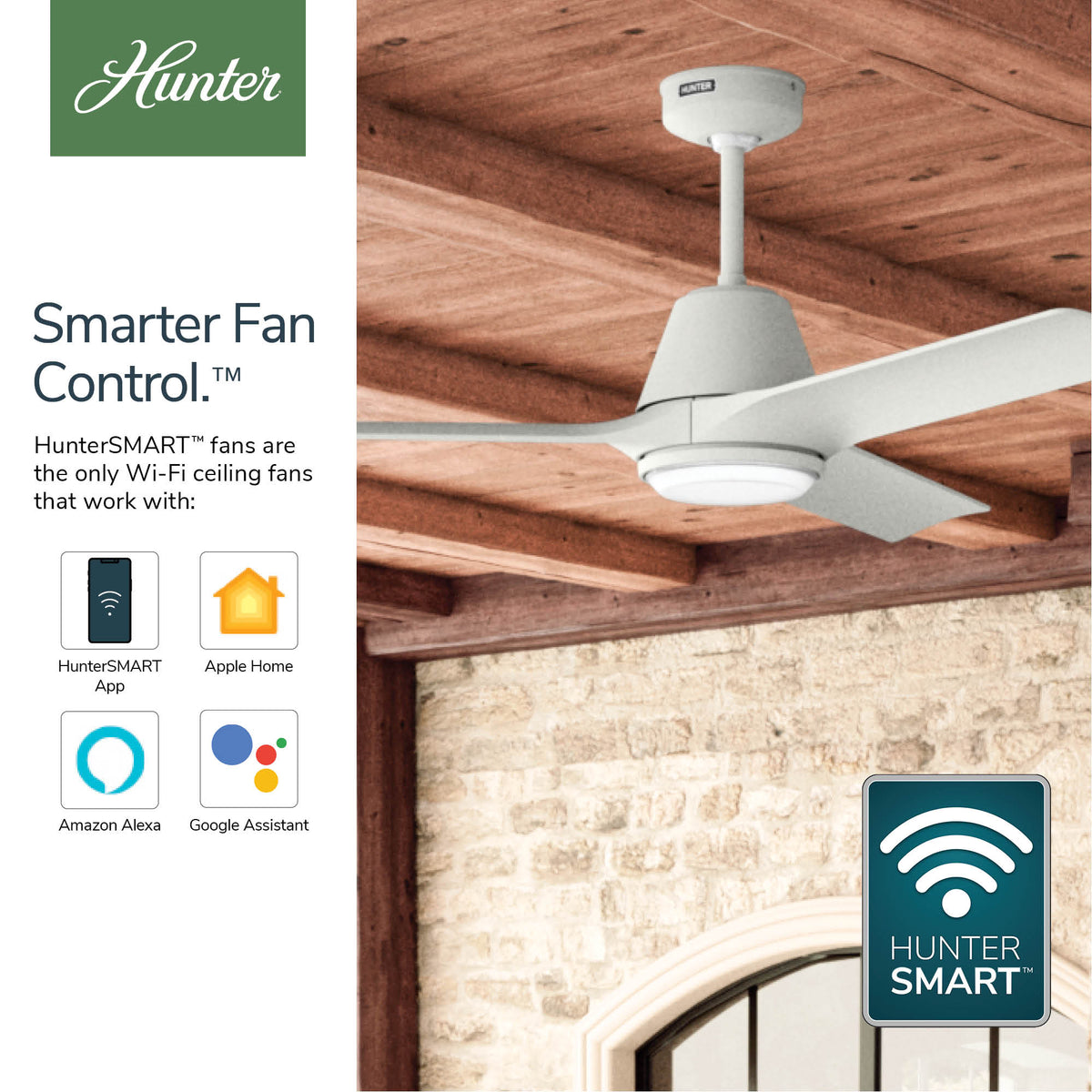 52 inch Aeronaut  Wi-Fi ENERGY STAR® Matte White Damp Rated Ceiling Fan with LED Light Kit and Handheld Remote