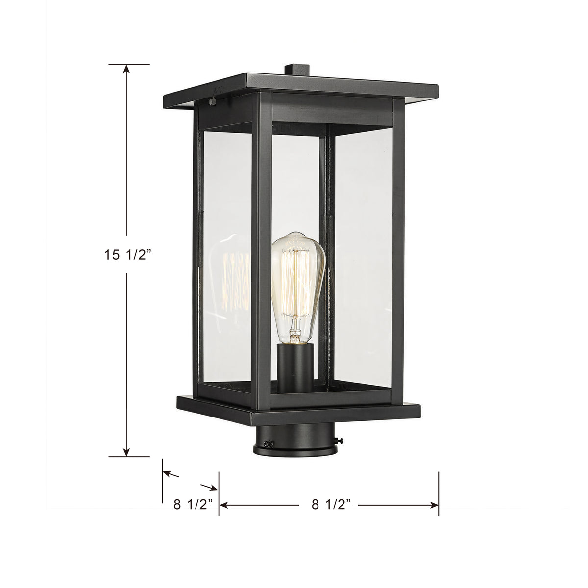 15.5'' Bowton Powder Coated Black 1 Light Post Lantern