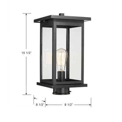 15.5'' Bowton Powder Coated Black 1 Light Post Lantern
