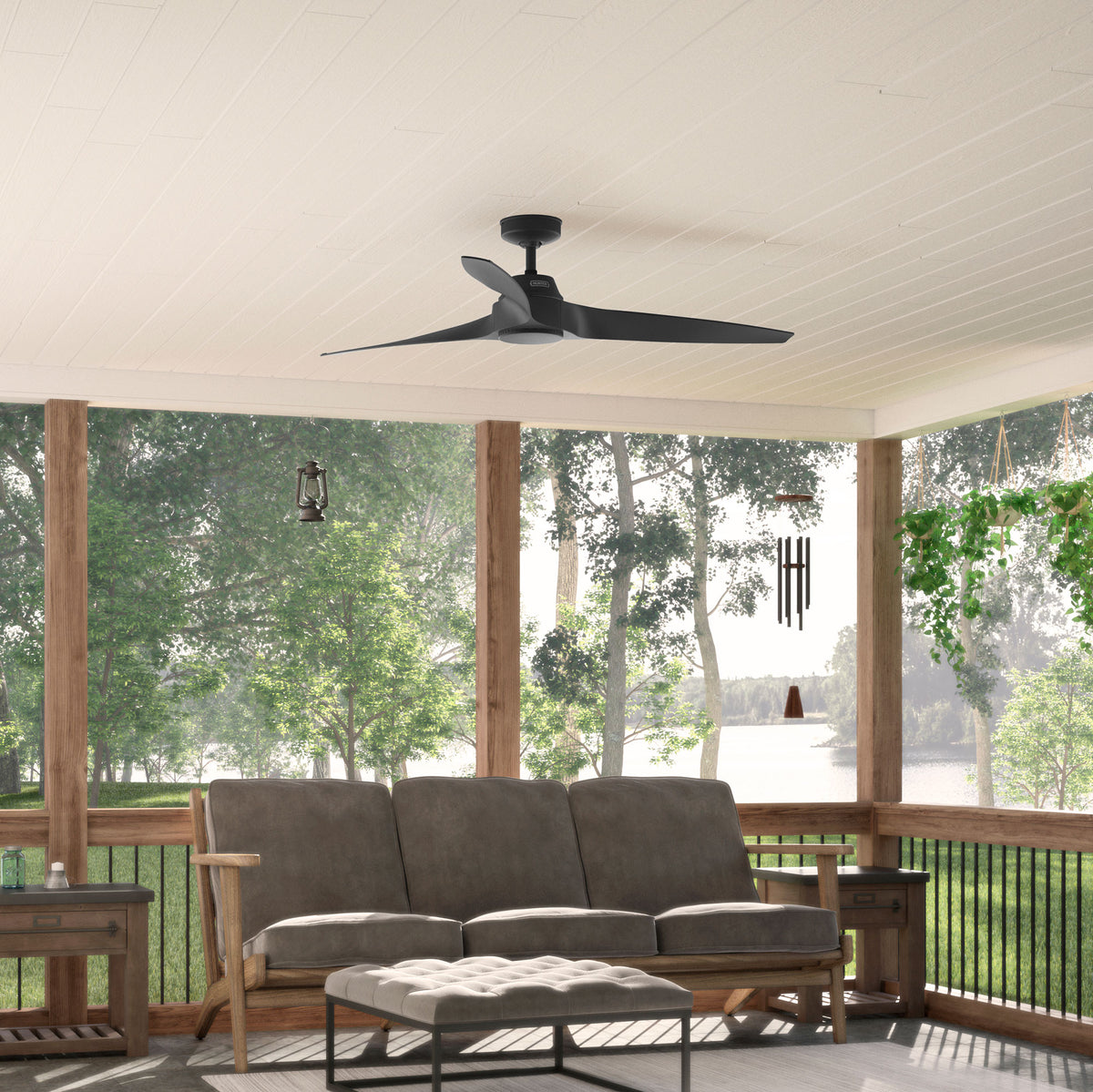 60 inch Mosley ENERGY STAR® Matte Black Damp Rated Ceiling Fan and Wall Control