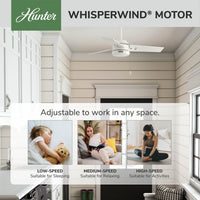 36 inch Cassius Fresh White Damp Rated Ceiling Fan and Pull Chain