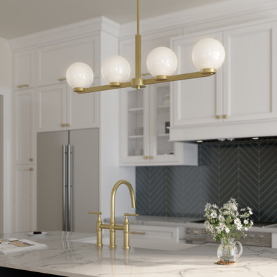 10.5'' Ardeva Vintage Brass 4 Light Linear Chandelier
