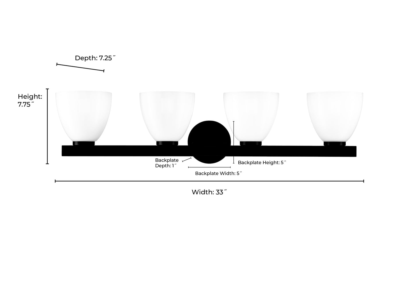 33'' Apria Polished Chrome 4 Light Bath Vanity