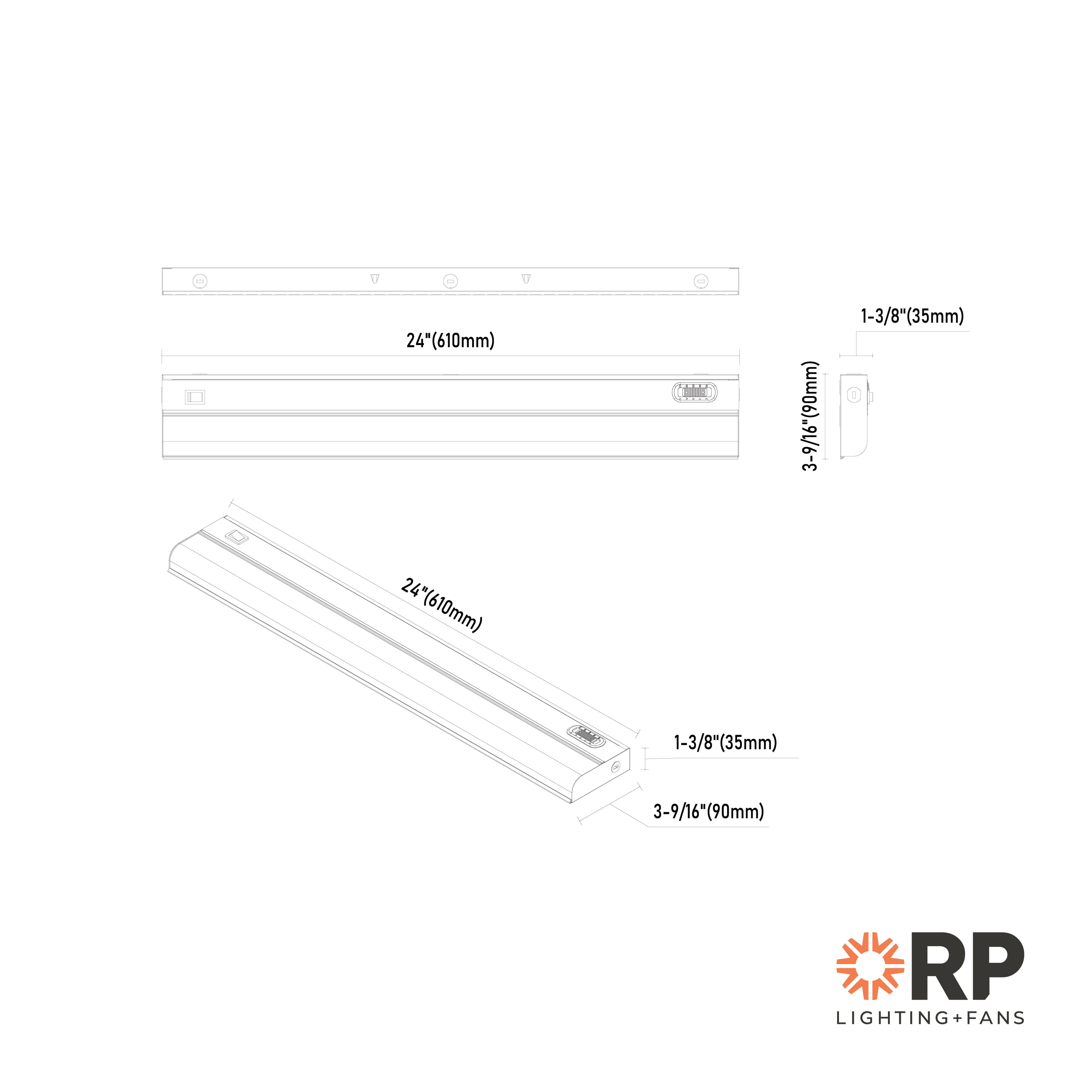 24-inch White Under Cabinet Light with 5-CCT Selectable White and Frosted Lens