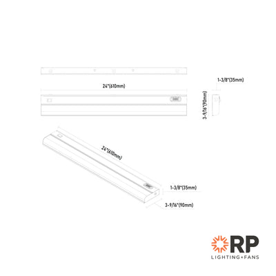 24-inch White Under Cabinet Light with 5-CCT Selectable White and Frosted Lens