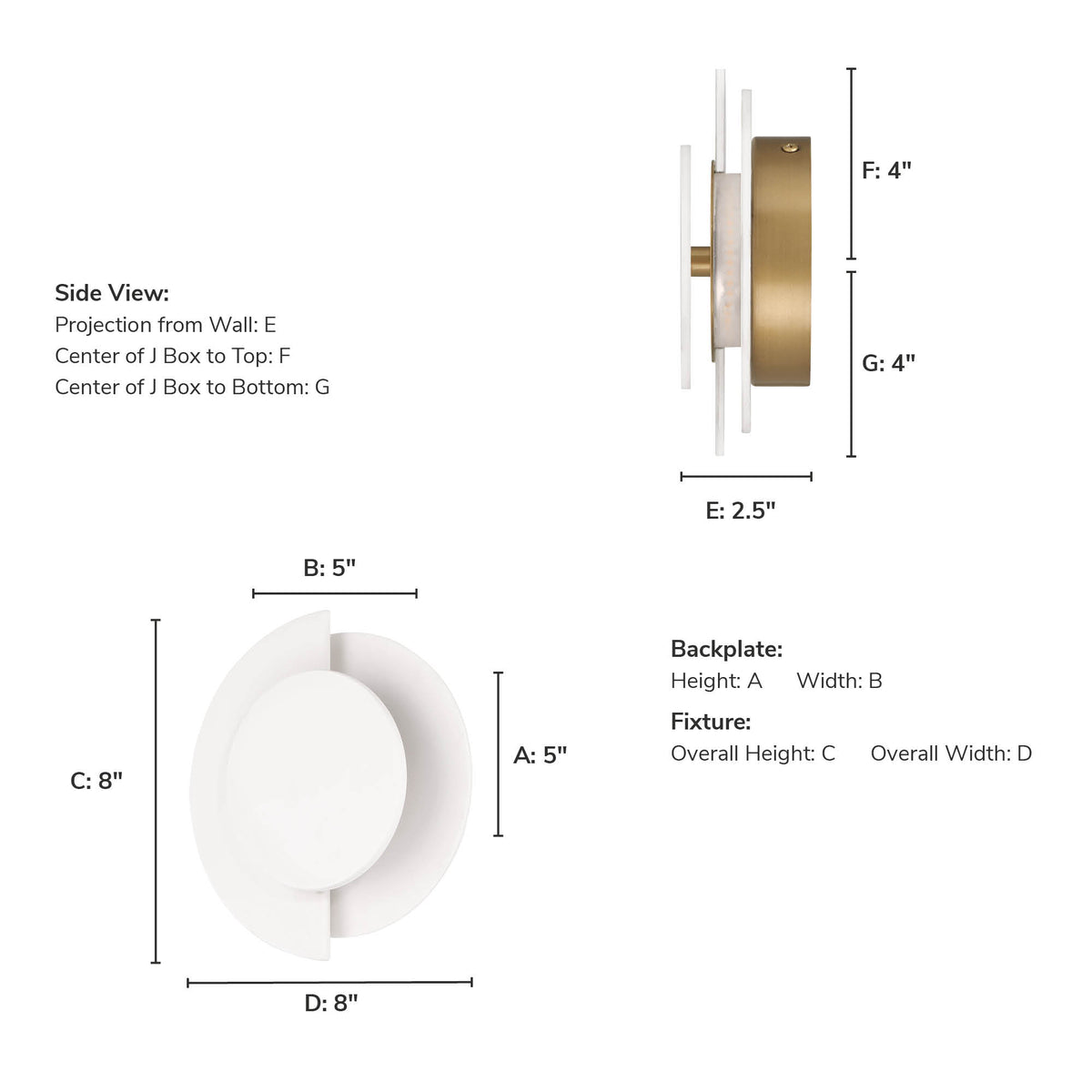 Opaline Crest 8-inch 1-light Matte White Ceramic and Luxe Gold 2500K LED Wall Sconce with Matte White Ceramic Shade