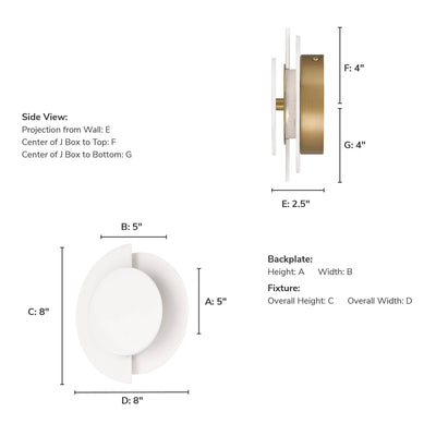 Opaline Crest 8-inch 1-light Matte White Ceramic and Luxe Gold 2500K LED Wall Sconce with Matte White Ceramic Shade