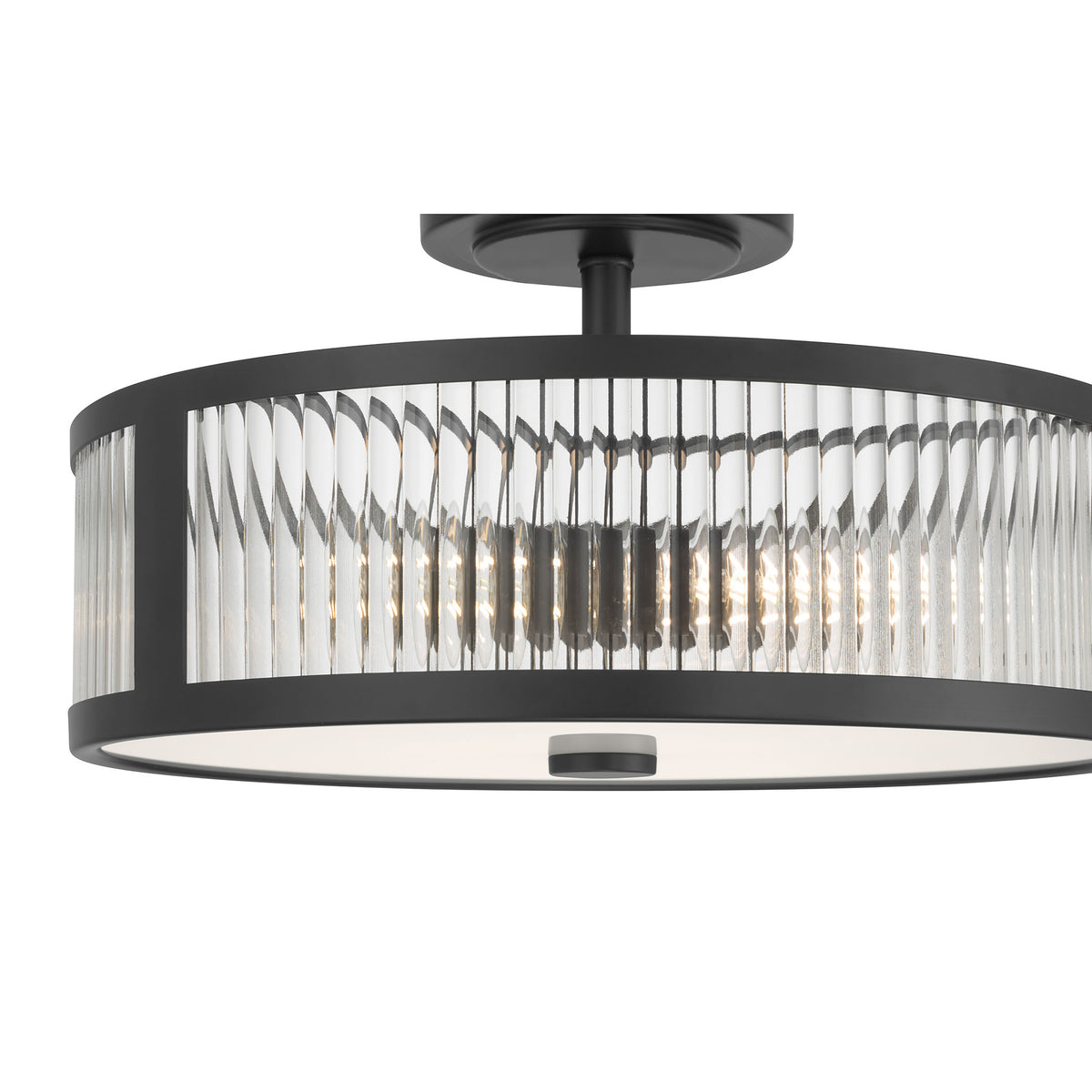 8.75'' Ardezia Matte BlackClear Ribbed 3 Light Semi-Flush Mount