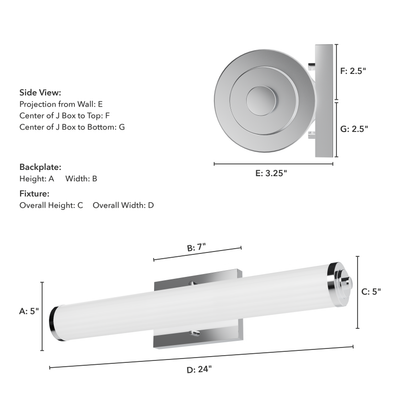 Holly Grove 24-inch 2-light Chrome Vanity Light with Cased White Glass