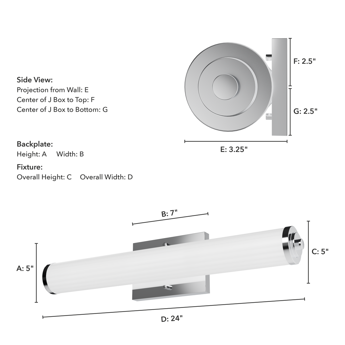 Holly Grove 24-inch 2-light Chrome Vanity Light with Cased White Glass