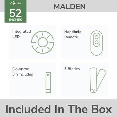 52 inch Malden Matte White Ceiling Fan with LED Light Kit and Handheld Remote