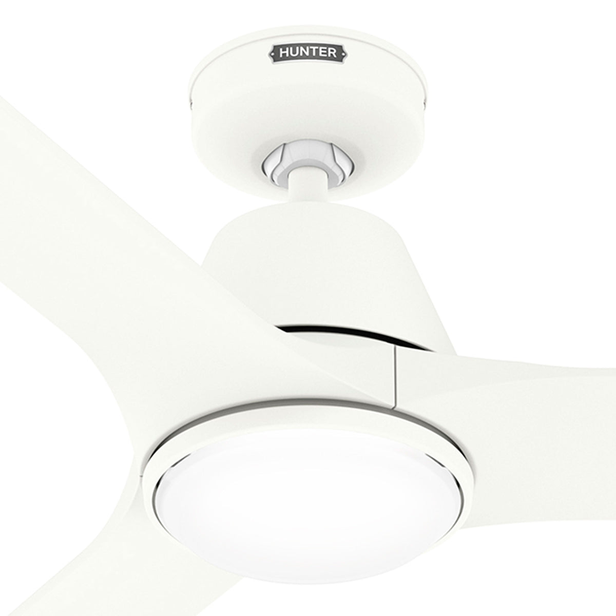 52 inch Aeronaut Wi-Fi ENERGY STAR® Matte White Damp Rated Ceiling Fan with LED Light Kit and Handheld Remote