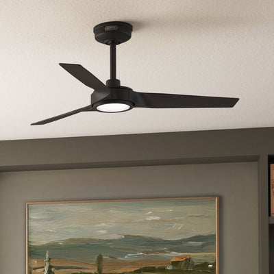 44 inch Zentech Wi-Fi ENERGY STAR® Matte Black Damp Rated Ceiling Fan with LED Light Kit and Handheld Remote