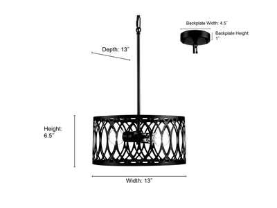6.5'' Arelyn Matte Black 2 Light Pendant