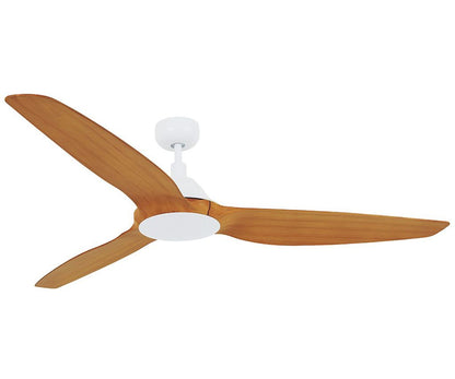 60 Inch DC White Ceiling Fan in White and Teak with Remote