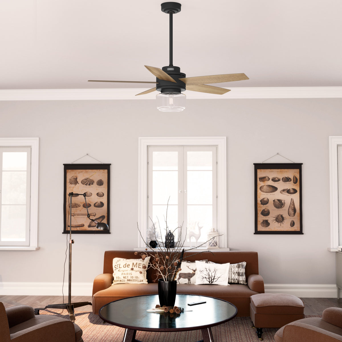 52 inch Margo Matte Black Ceiling Fan with LED Light Kit and Handheld Remote